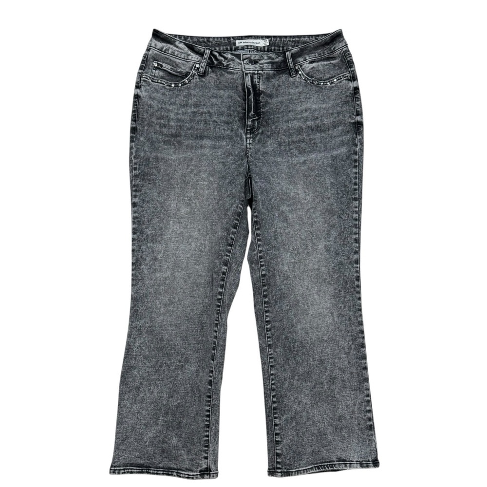 New Rebecca Minkoff Grey Studded Pockets High Waist Straight Leg Size 16W